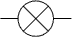 Not a link but the circuit diagram of a lamp, or bulb, which looks like a circle with a cross in it like a X with then two other connectors coming away from the circle at the hoizontal centre of the circle.